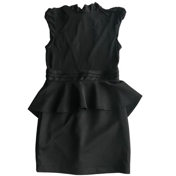Forever 21 Dress Short Black Bodycon Sheer Peplum Open Back Womens Large NWT - Picture 2 of 7